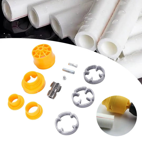 Top Rated ZJchao Electric PVC Pipe Threader Kit With Reusable Dies for precise threading with yellow rubber inserts and cutting dies.