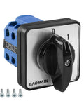20A 660V Cam Changeover Switch with 5 Position Rotary Selector, 8 Terminals, SZW26-20/0-4.2, front view with mounting screws