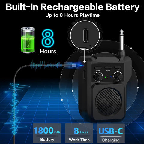 Pocket Sized 5W Mini Guitar Amp With Bluetooth And USB Playback Four Built In Effects Clean Overdrive Distortion Reverb Rechargeable