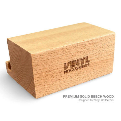 Legit Solid Hardwood Turntable Stand For LP Records And Album Jackets To Show Off Your Fresh Vinyl Collection While Spinning Tracks Without Messing Up Your Smooth Lounge Or Desk Area Setup, made of premium solid beech wood.