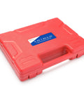 Top view of red BETOOLL fuel pressure test kit case with blue label and integrated handle.