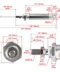 Technical diagram of Stainless Steel Mini Pneumatic Air Cylinder MA 25x50 Bore 25mm Stroke 50mm, showing measurements and design.