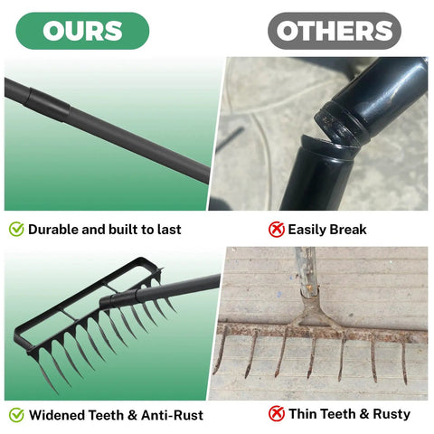 All In One Garden Hoe And Weed Puller With 76.8 Inch Adjustable Stainless Steel Handle design comparison with traditional tool
