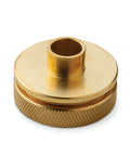 Heavy Duty Solid Brass Router Guide Bushing With Snug Lock Nut For Dead Nuts Template Routing And Slick Hinge Mortising Featuring Wide Opening For No Sweat Woodworking Tasks, showing knurled design.