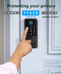 Keyless Entry Door Lock With Fingerprint And Touchscreen Keypad That Really Locks It Down Five Ways To Unlock Including App Control IC Card Passcode And Backup Key Electronic Deadbolt For Home Office And Hotel installed on door