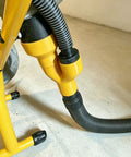Top Shelf Dual Port Dust Collection Y Splitter For 2.5 Inch Shop Vac Hose Connector, showing flexible yellow adapter and black hose.