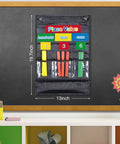 Place Value Pocket Chart Set With Magnetic Counting Caddie on classroom board, 19.7x13 nylon with hundreds tens ones labels