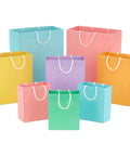 Pastel Color Recyclable Gift Bag Set With Eight Assorted Sizes For All Occasions, Totally Handy Small 5.5x6.5x2.9 Inches
