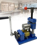 Heavy Duty Manual Ring Bending Press Machine in blue, used for shaping metal strips into jewelry designs.