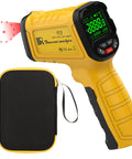 Infrared Temperature Gun With 50 To 1 Distance To Spot Ratio Minus 50 C To 1500 C Range About 2 Percent Accuracy Auto Power Off And Low Battery Indicator Non Contact Temperature Readings For Home Garage Workshop, yellow handheld infrared thermometer with case