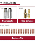 Pro Grade MIG Welding Gun Accessory Kit With 0.035 Inch Tip Nozzle Diffuser For MB15 15AK And Compatible With MIG200 MIG130 image