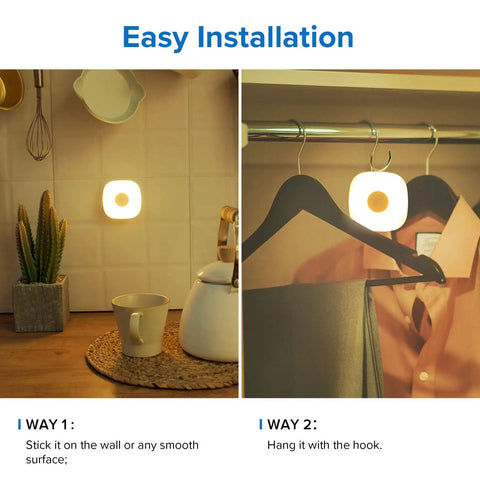 Stick Anywhere Warm Nightlight With Motion Sensor, Ultra Bright LED Night Light For Hallways, Bedrooms And Kitchens, Battery Powered Cabinet Light, Tap Closet Wall Light, 1 Pack No Battery Included, Auto On At 13 Ft, 100 Degrees, Auto Off 15 Seconds