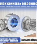 Magnetic Dryer Vent Coupler With 90 Degree Elbow Kit showing secure magnetic connection