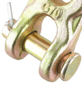 Close-up of 8 Pack 3/8 Inch Twin Clevis Link Zinc Plated G70 Forged Chain Repair Links for Truck and Trailer Tie Downs