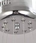 Close-up of chrome canopy on Nature White LED Acrylic Pendant Light Fixture With Three Ring Design For Dining Room And Kitchen Island 33W