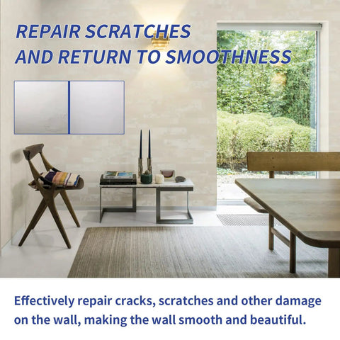Living room with repaired wall using Easy Home Wall Patch Kit For Holes And Scratches Quick Dry Spackle Paste For White Walls
