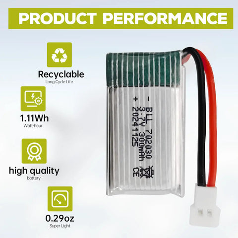 Five Pack 3.7V 300mAh 25C LiPo Drone Batteries With 5 In 1 Charger For Syma X11 X11C battery details shown