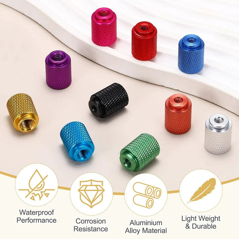 Colorful knurled thumb nuts in various colors showcasing the aluminum alloy material and durability features