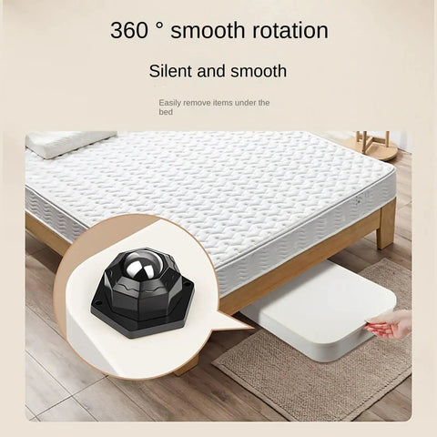 12 Pack 1 Inch Self Adhesive Caster Wheels Mini Plate Nylon Ball Rollers Hella Smooth Glide under a bed for easy mobility.