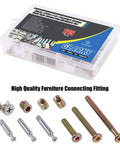 125-Piece 3-In-One Furniture Hardware Kit With Hex Socket Cap Screws Barrel Nuts Cam Fittings Dowels Hex Insert Nuts Kit Box