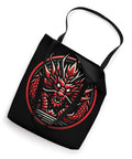 Racing Dragon Boat Festival Tote Bag for Fans and Teams with bold dragon artwork, black polyester, sturdy black handles, 16x16 inch.