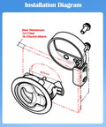 Installation diagram of Two Pack Two Inch Boat Slam Latch with dimensions and assembly details for marine use