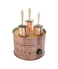 Traditional Copper Turkish Coffee Maker With Pot Set For Electric Sand Heating 110 230V Medium Round Ottoman Style