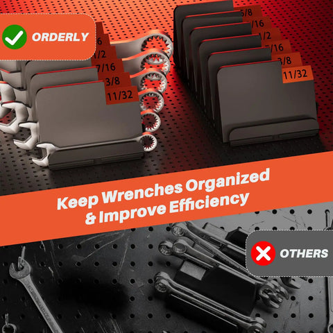64 Piece Modular Wrench Organizer Set For Tool Drawers With Customizable Grid And Metric SAE Labeling shown in use