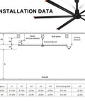 Beast Of A 192 Inch HVLS Ceiling Fan No Light For Large Spaces 16 Foot Giant Commercial HVLS Fan With 6 Aluminum Blades Delivers 353000 CFM Quiet DC Motor 120V Single Phase VFD Wall Control For Factory Workshop Gym installation data diagram