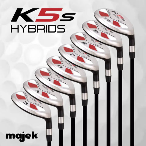 Senior Mens Golf Hybrid Complete Set With Premium Graphite Shafts, Right Handed, Midsize K5s Design, All Hybrid Irons