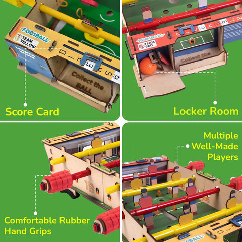 DIY Foosball Table Toy For Kids 6 To 12 With Step By Step Build Guide, wood tabletop kit with score card and rubber grips