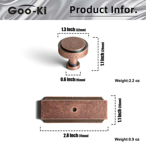 Antique Copper Cabinet Knobs With Backplates Zinc Alloy Drawer Pulls 6 Pack Vintage Copper Single Hole Cabinet Handles