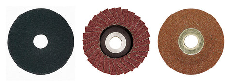 Longneck Mini Angle Grinder LW E With Variable Speed Control includes 60 grit carborundum disc and reinforced fan sander attachments