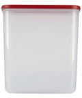 21 Cup Dry Food Storage Container With Clear See Through Base, Interchangeable Airtight Lids, Modular Stackable Design, BPA Free And Dishwasher Safe, Keeps Pantry Organized And Fresh with red lid