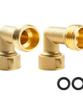 Two Pack 90 Degree Brass Hose Elbow Connector Lead Free Easy Grip Adapter For RV Water Hookups Outdoor Faucets And Garden Hoses No Kink Flow Durable Brass Construction For Long Lasting Performance, 3/4-inch brass elbow fittings with O-rings