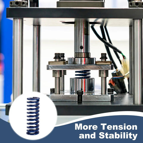 Six Pack Blue Compression Springs 3/8 Inch Od 1 Inch Long Heavy Duty Alloy Steel For Light Loads in machine testing stability.