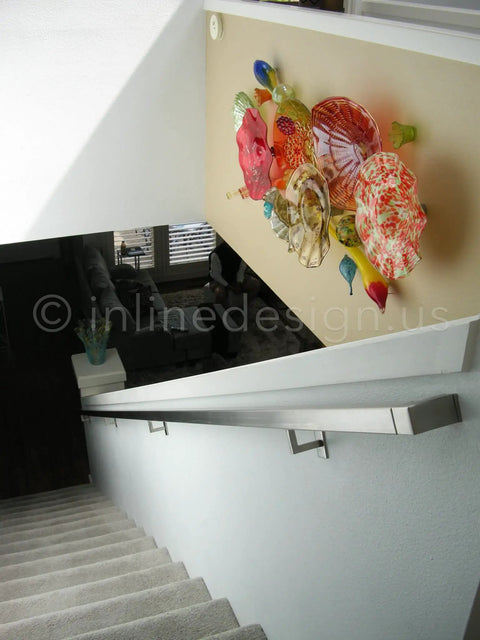 Satin Stainless Steel Square Handrail Wall Bracket For Slim Flat Bottom Tubes Marine Grade AISI 316 Outdoor Or Indoor Use