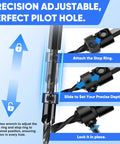 22-Piece Countersink Drill Bit Set With Tapered Wood Bits, Plug Cutter, Adjustable Depth Stop, One Quarter Inch Hex Shank