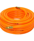 Coiled 3/8 Inch 50 Foot Heavy Duty Air Hose With Reinforced PVC Construction And Brass Fittings, Delivers Up To 300 PSI, Leak-Free Connection