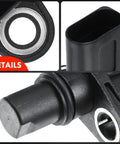 Engine Camshaft Position Sensor For Audi And Volkswagen Vehicles Compatible With A3 A4 TT Jetta Beetle Golf Passat Rabbit 2005 2014 Replaces PC672 V10721118 7K907601A 07K907601A close-up plastic sensor with mounting ring