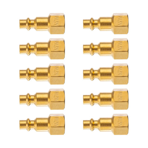 Quarter Inch NPT Female Brass Air Plug For Air Hose Fittings And Compressor Attachments Heavy Duty Pneumatic Gear Great For Inflatables And Pneumatic Tools Pro Grade 10 Pack