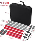 Dead On Adjustable Stair Tread Template Tool Hella Durable Aluminum Stair Scribe accessories and storage bag displayed.