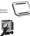 Waterproof GoPro Housing Case With Skeleton Backdoor protecting Hero 9-13 cameras; touch screen access with lightweight, rustproof design.