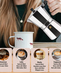 Person pouring coffee from 14 Cup Aluminum Moka Pot Stovetop Espresso Brewer 700ml 23oz Percolator Mocha Pot Greca Style.