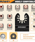 AMZWEI oscillating tool blade set, 190 titanium metal/wood blades with sandpaper, compatible with major brands