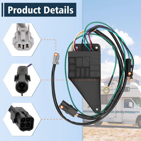 Sobalai RV step motor conversion kit with black control module and multicolor wiring harness for Kwikee RV steps.