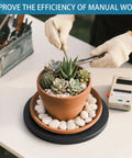 Heavy Duty 8 Inch Lazy Susan Turntable with Rock Solid Build and Smooth 360 Degree Silent Swivel Base, holding succulent pot.