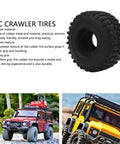 RC crawler tire with rugged rubber tread design, emphasizing grip and durability for off-road model vehicles.