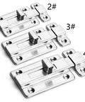 Slide Bolt, Thickened Metal Sliding Bolt for, 2 INCH - set of three stainless steel bolts displayed, numbered 2#, 3#, 4#.