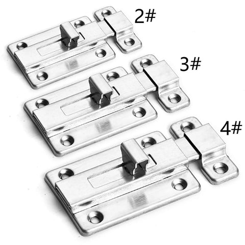 Slide Bolt, Thickened Metal Sliding Bolt for, 2 INCH - set of three stainless steel bolts displayed, numbered 2#, 3#, 4#.